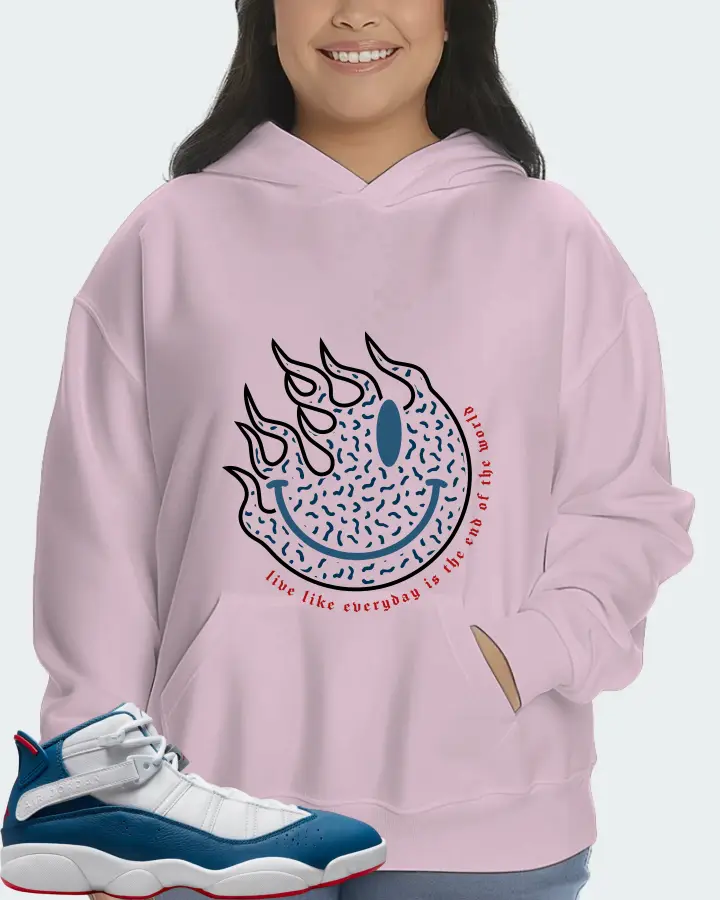 Jordan 6 Rings Sneaker Matching Pink Hoodie (Keep Smiling) - View 7