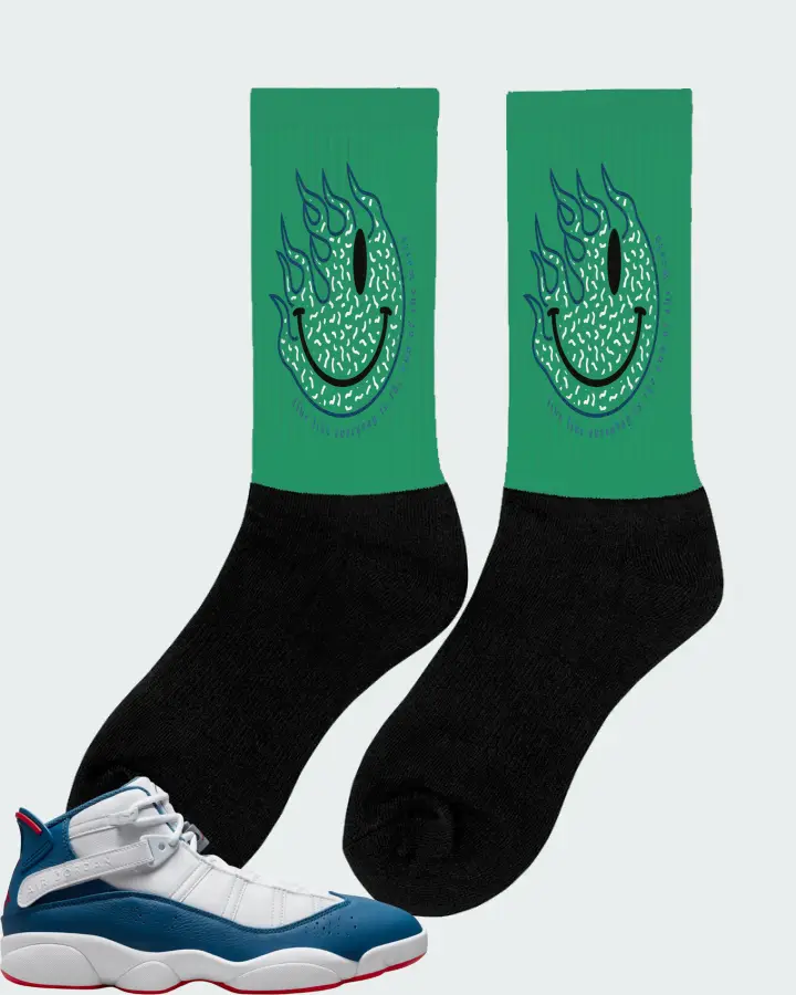 Jordan 6 Rings Sneaker Matching Kelly Green Socks (Keep Smiling) - View 3