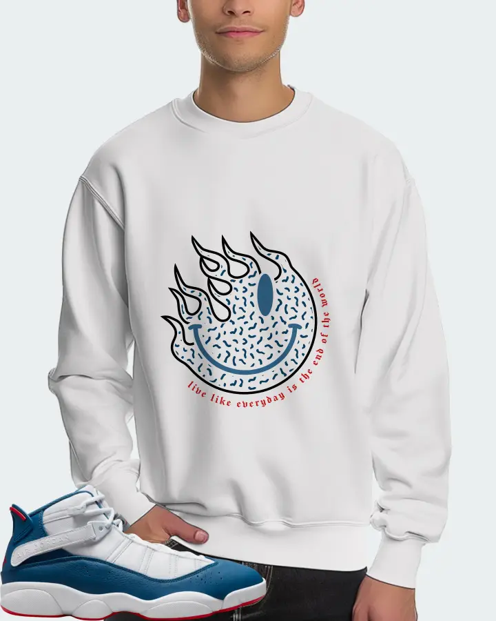 Jordan 6 Rings Sneaker Matching White Sweatshirt (Keep Smiling) - View 4