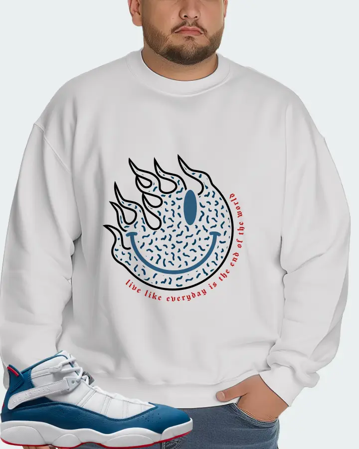 Jordan 6 Rings Sneaker Matching White Sweatshirt (Keep Smiling) - View 6