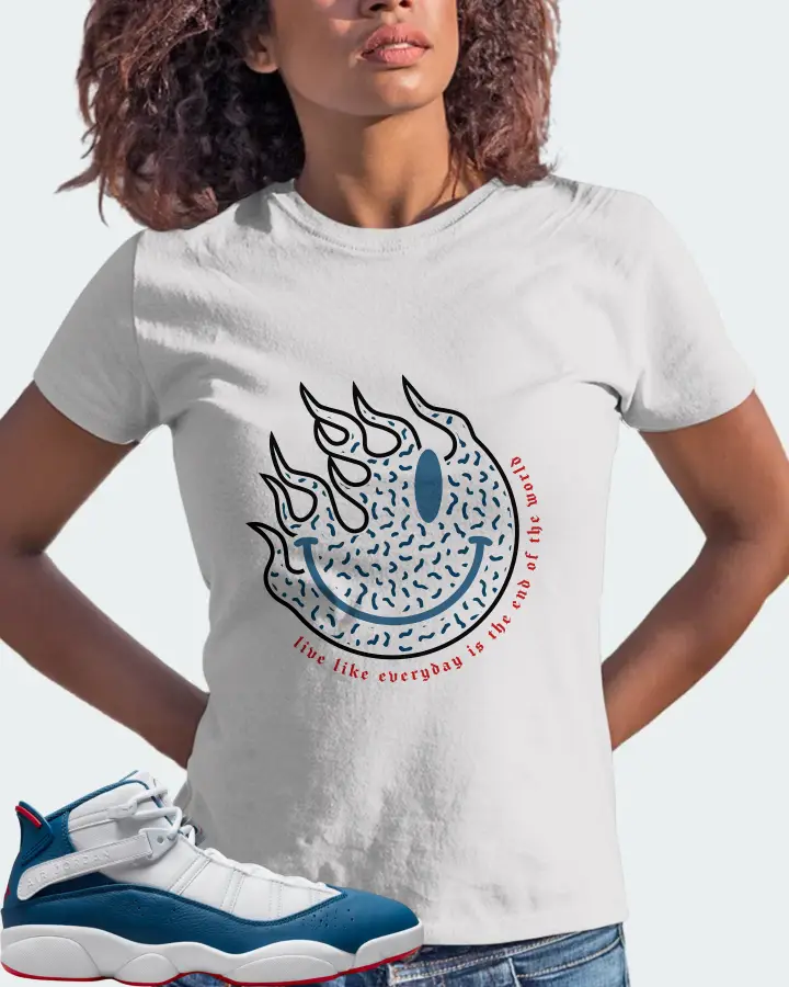 Jordan 6 Rings Sneaker Matching White T-Shirt (Keep Smiling) - View 3