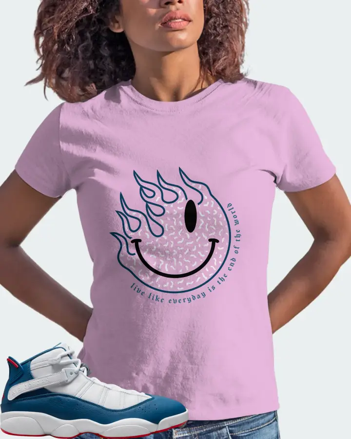 Jordan 6 Rings Sneaker Matching Lilac T-Shirt (Keep Smiling) - View 3