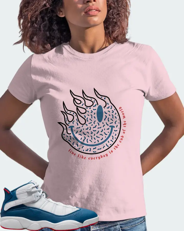 Jordan 6 Rings Sneaker Matching Soft Pink T-Shirt (Keep Smiling) - View 3