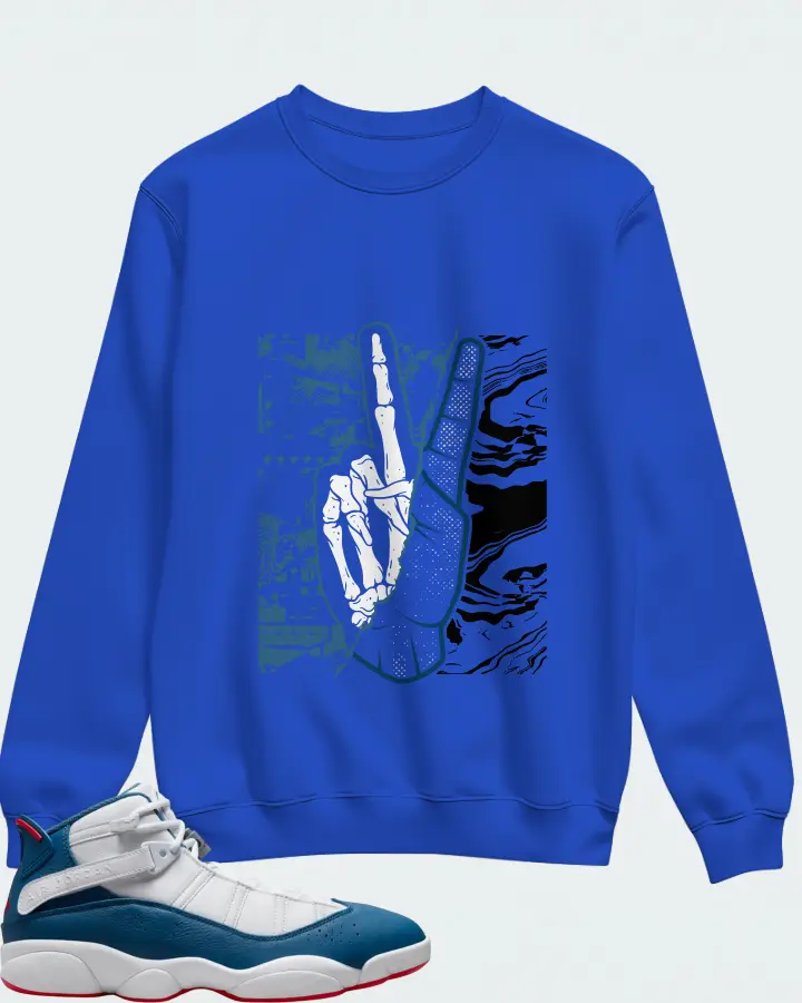 Jordan 6 Rings Sneaker Matching Royal Blue Sweatshirt - Peace of mind