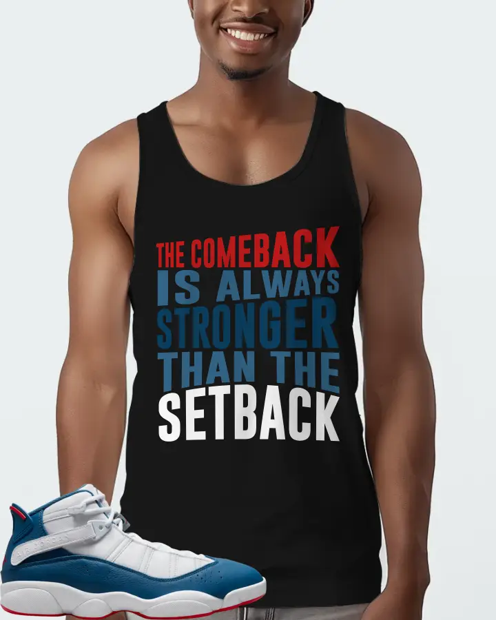 Jordan 6 Rings Sneaker Matching Black Tank Top (The Comeback) - View 2