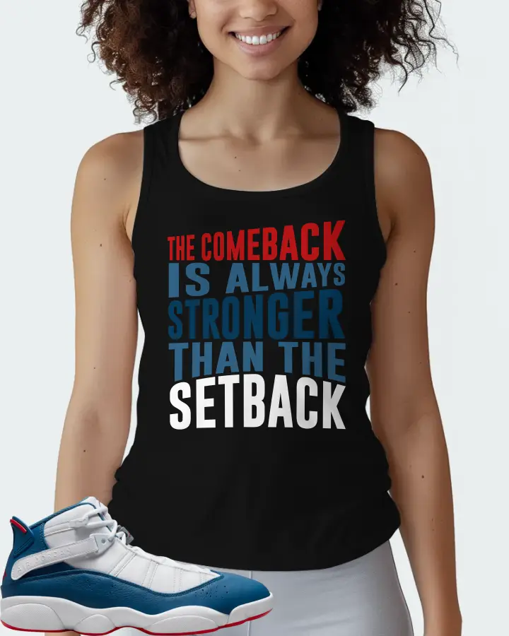 Jordan 6 Rings Sneaker Matching Black Tank Top (The Comeback) - View 3