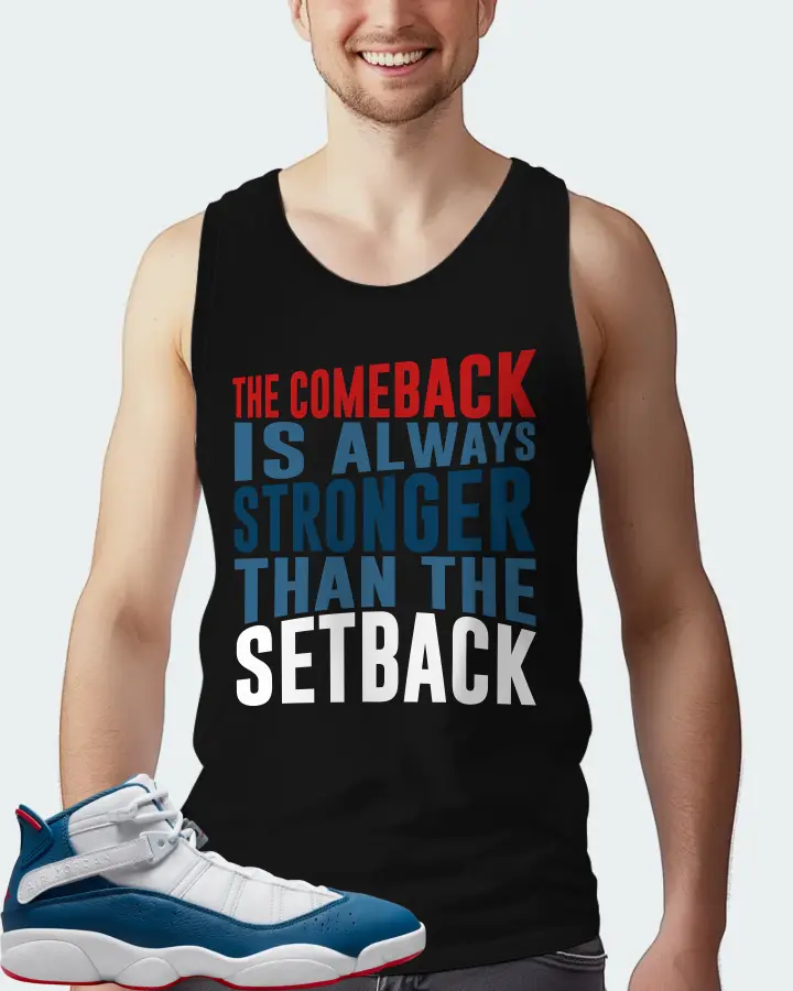 Jordan 6 Rings Sneaker Matching Black Tank Top (The Comeback) - View 4