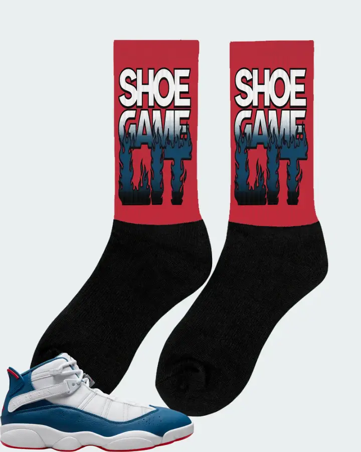 Jordan 6 Rings Sneaker Matching Red Socks (Shoe Game Lit Refreshed) - View 3