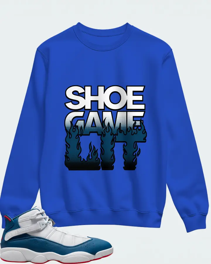 Jordan 6 Rings Sneaker Matching Royal Blue Sweatshirt - Shoe Game Lit Refreshed