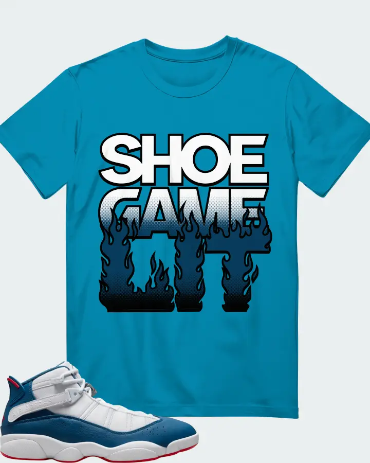 Jordan 6 Rings Sneaker Matching Aqua T-Shirt - Shoe Game Lit Refreshed