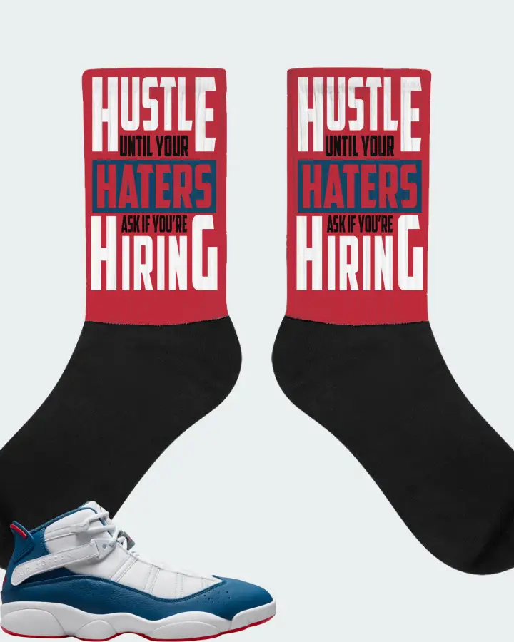 Jordan 6 Rings Sneaker Matching Red Socks - HUSTLE UNTIL YOUR HATERS