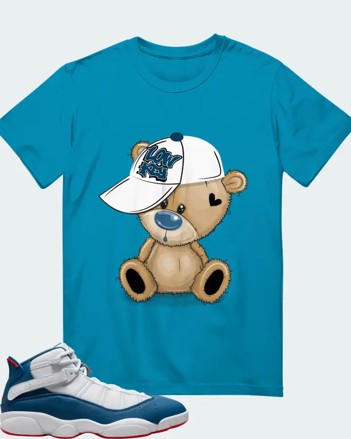 Jordan 6 Rings Sneaker Matching Aqua T-Shirt - LOW KEY BEAR