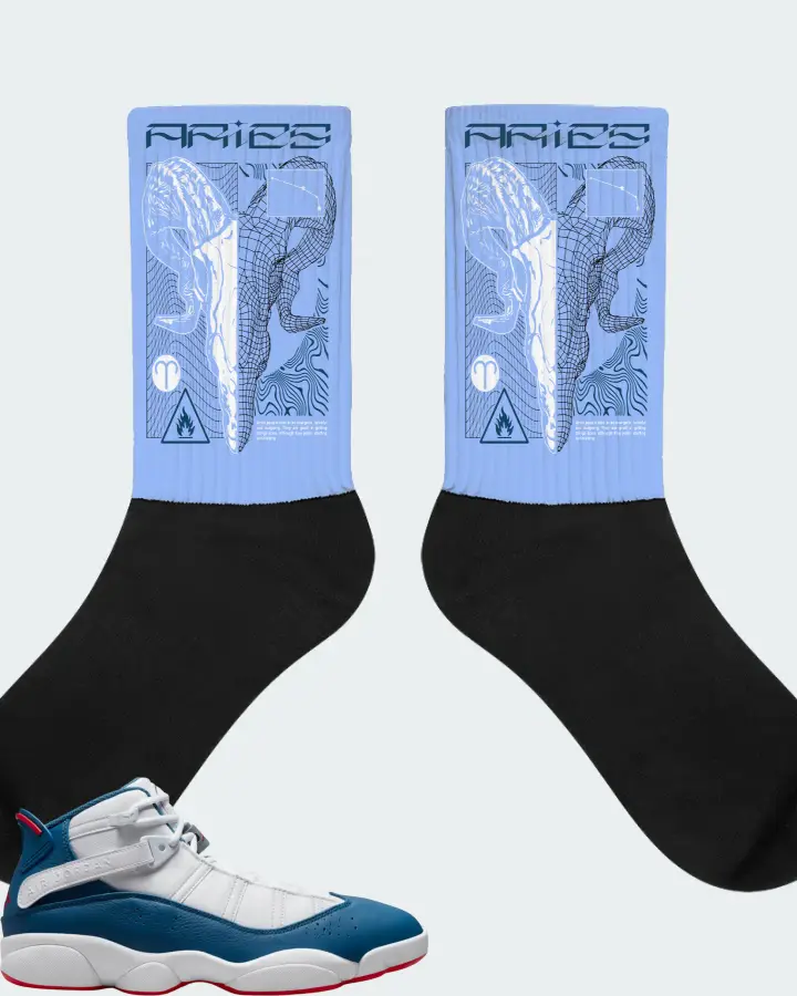 Jordan 6 Rings Sneaker Matching Carolina Blue Socks (ARIES) - View 1