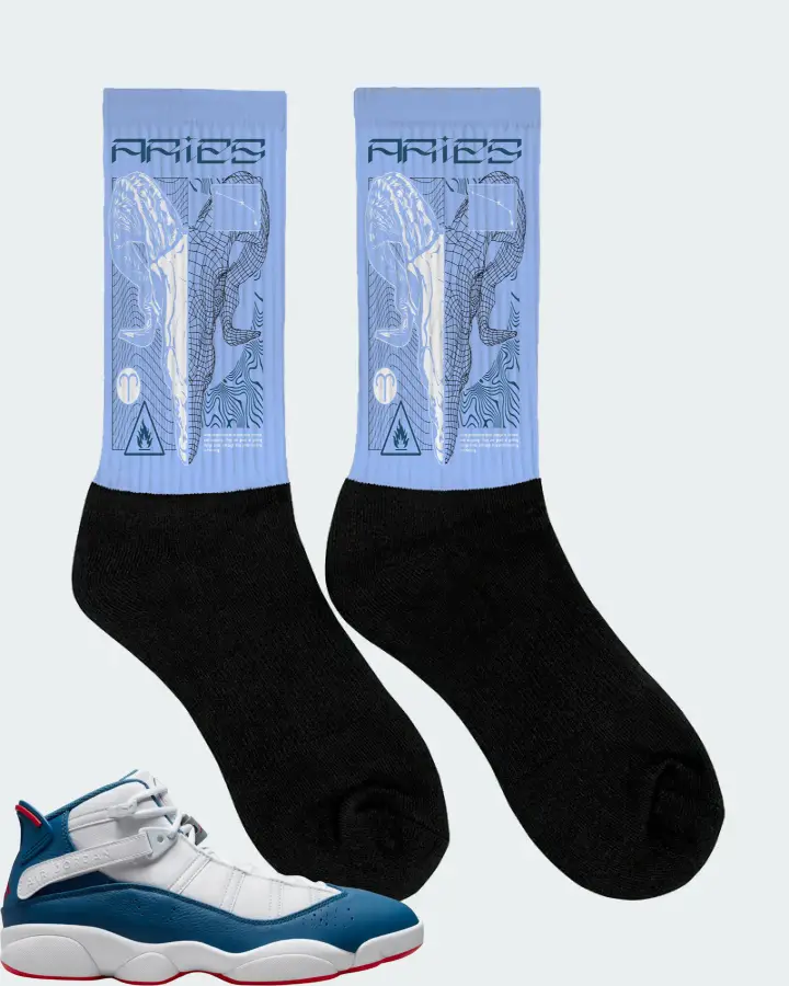 Jordan 6 Rings Sneaker Matching Carolina Blue Socks (ARIES) - View 2