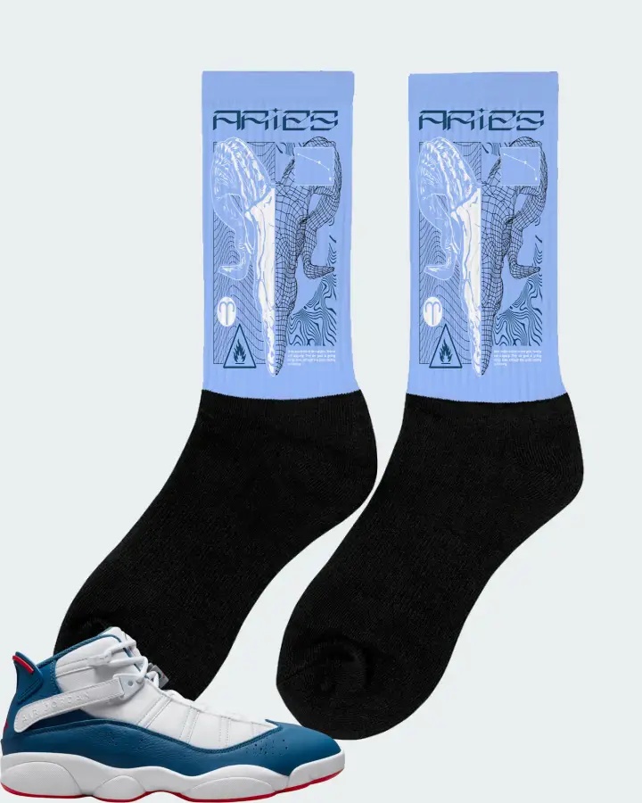 Jordan 6 Rings Sneaker Matching Carolina Blue Socks (ARIES) - View 3