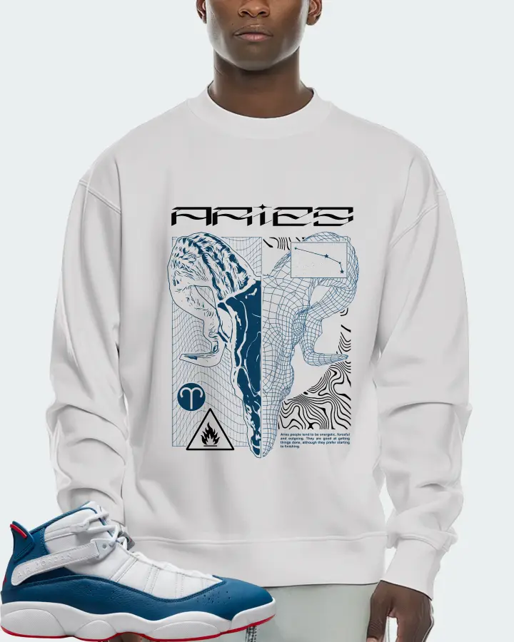 Jordan 6 Rings Sneaker Matching White Sweatshirt (ARIES) - View 2