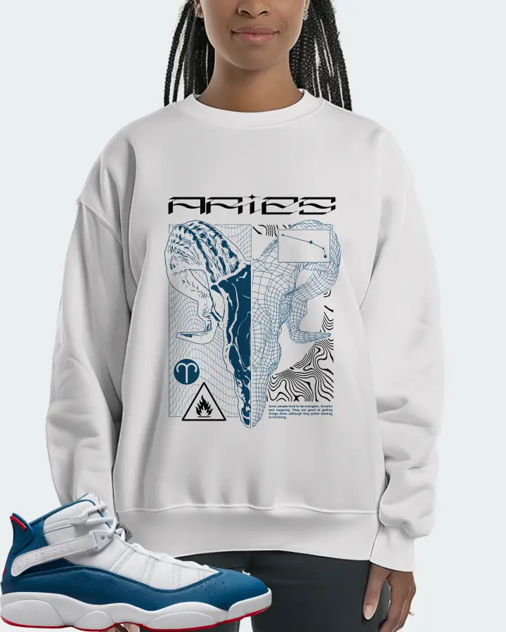 Jordan 6 Rings Sneaker Matching White Sweatshirt (ARIES) - View 3
