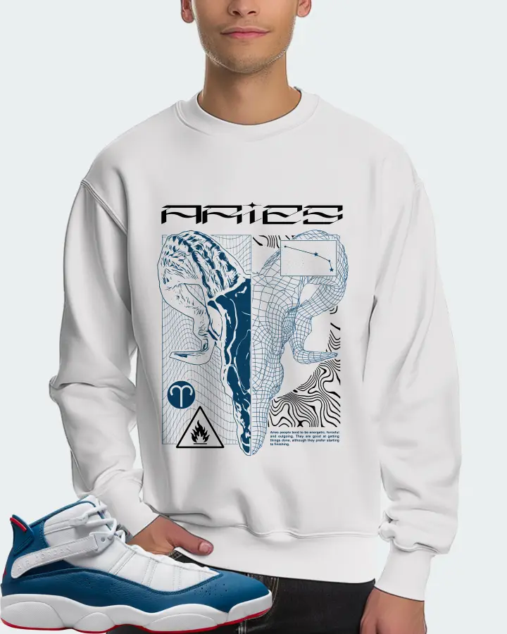 Jordan 6 Rings Sneaker Matching White Sweatshirt (ARIES) - View 4