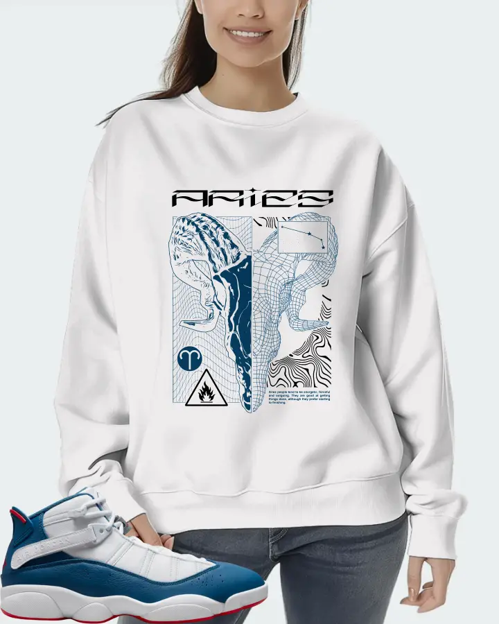 Jordan 6 Rings Sneaker Matching White Sweatshirt (ARIES) - View 5