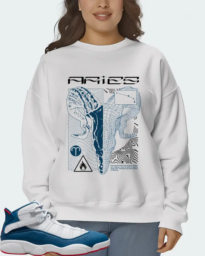 Jordan 6 Rings Sneaker Matching White Sweatshirt (ARIES) - View 7
