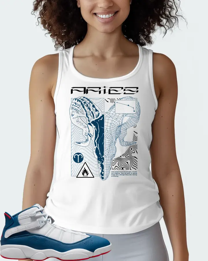Jordan 6 Rings Sneaker Matching White Tank Top (ARIES) - View 3