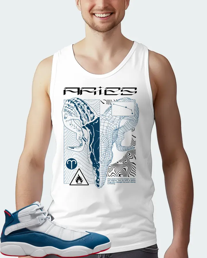 Jordan 6 Rings Sneaker Matching White Tank Top (ARIES) - View 4