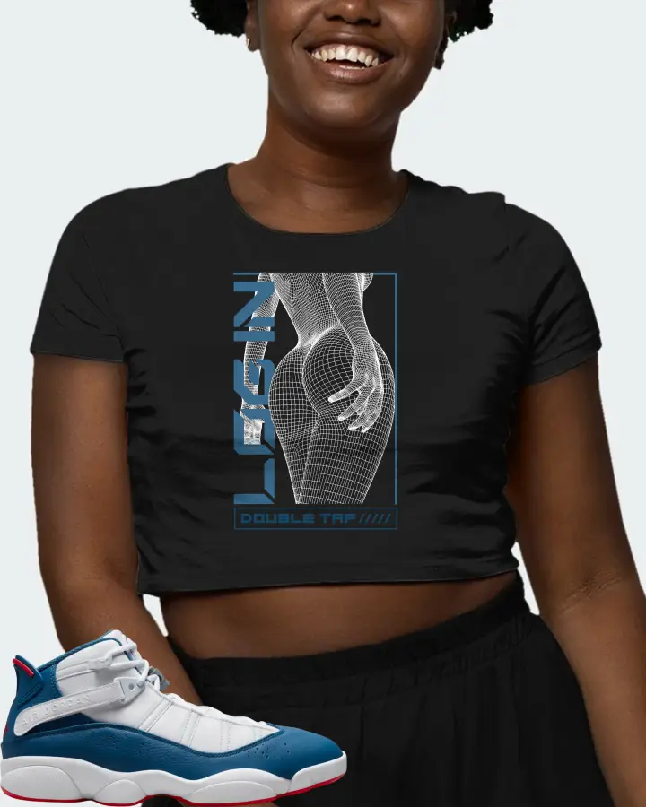 Jordan 6 Rings Sneaker Matching Black Crop Top (LOGIN) - View 3