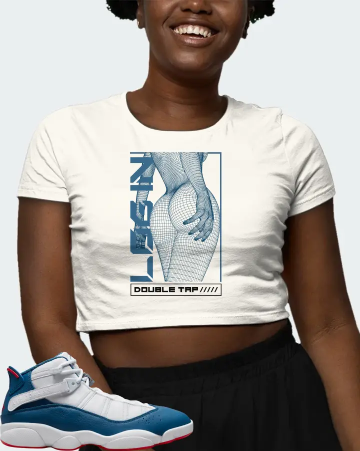 Jordan 6 Rings Sneaker Matching Ecru White Crop Top (LOGIN) - View 3