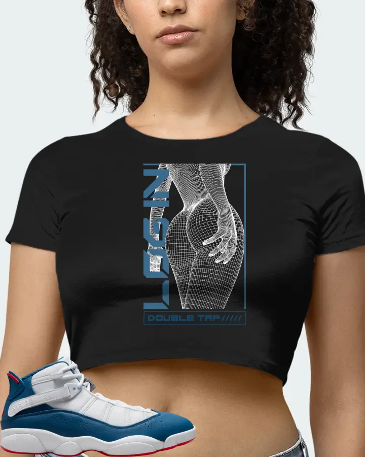 Jordan 6 Rings Sneaker Matching Black Crop Top (LOGIN) - View 4