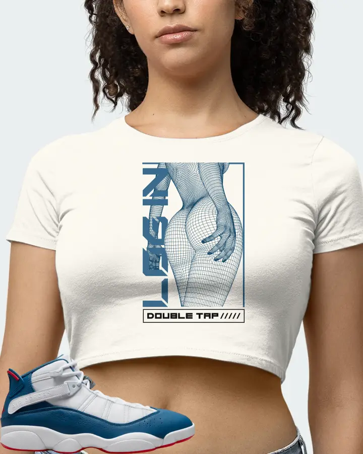 Jordan 6 Rings Sneaker Matching Ecru White Crop Top (LOGIN) - View 4