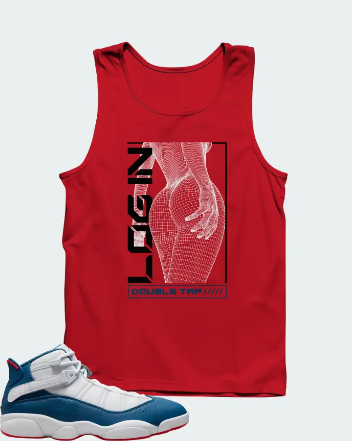 Jordan 6 Rings Sneaker Matching Red Tank Top (LOGIN) - View 1
