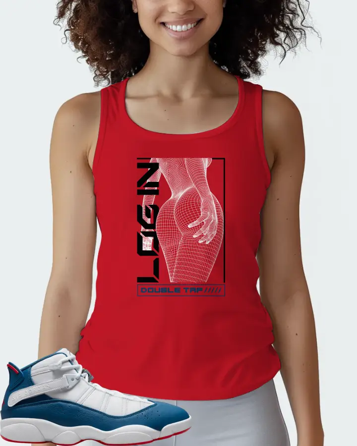 Jordan 6 Rings Sneaker Matching Red Tank Top (LOGIN) - View 3