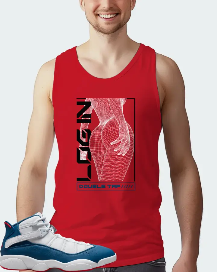 Jordan 6 Rings Sneaker Matching Red Tank Top (LOGIN) - View 4