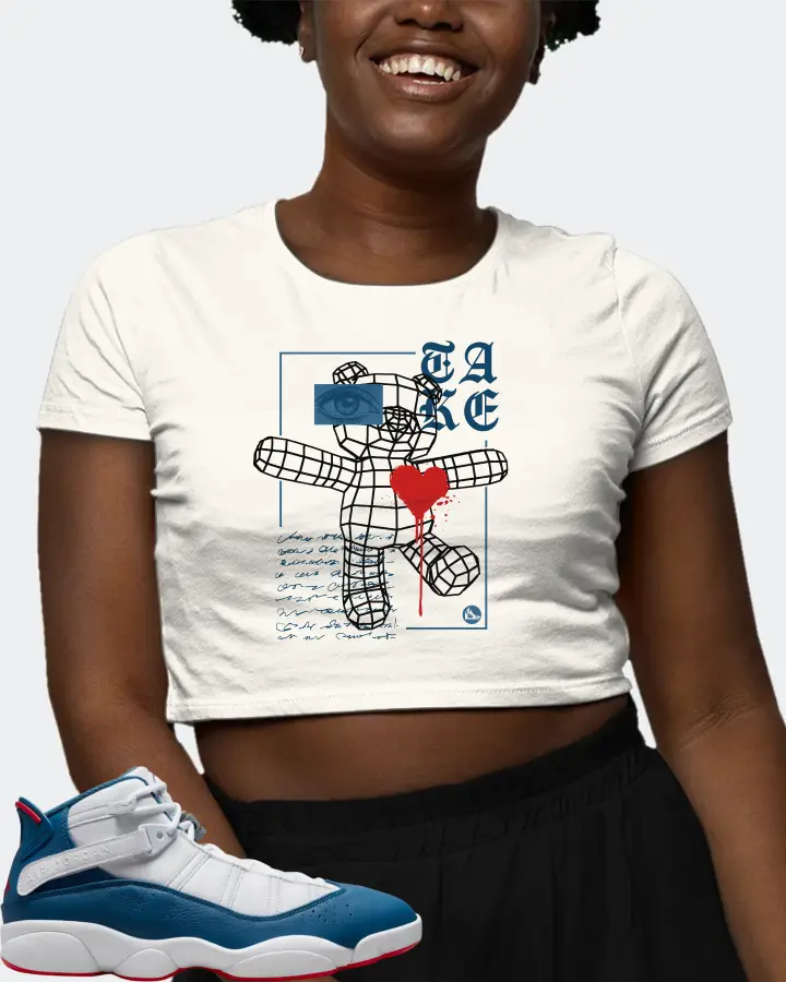 Jordan 6 Rings Sneaker Matching Ecru White Crop Top (TAKE) - View 3