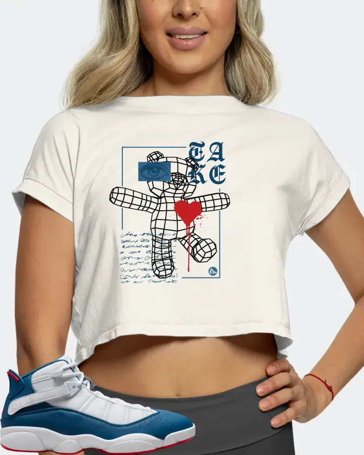 Jordan 6 Rings Sneaker Matching Ecru White Crop Top (TAKE) - View 5