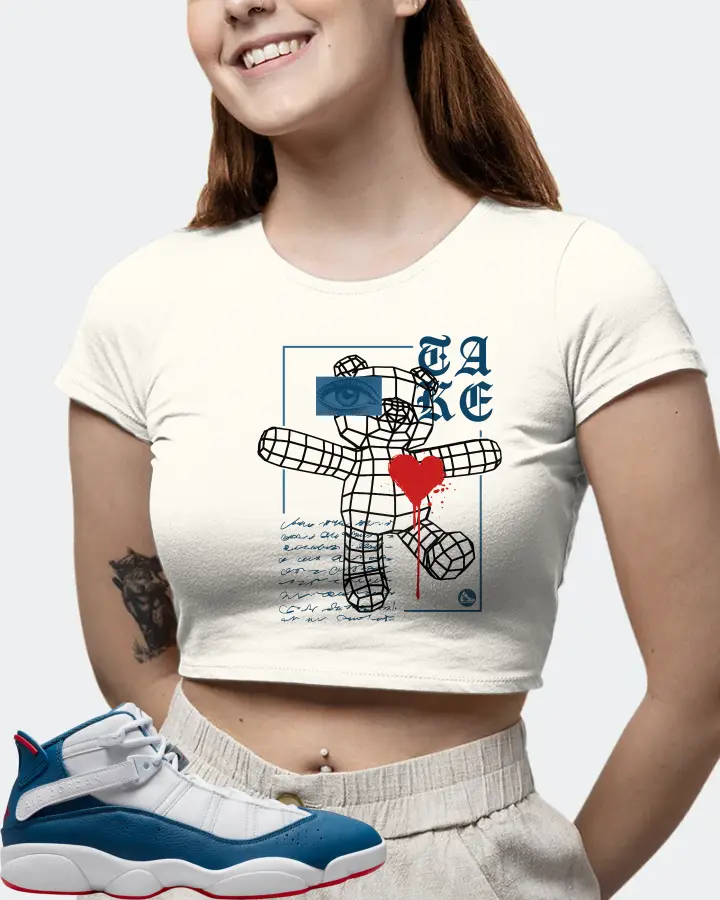 Jordan 6 Rings Sneaker Matching Ecru White Crop Top (TAKE) - View 6