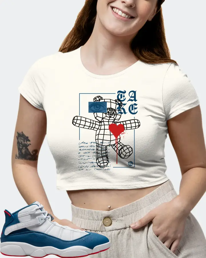 Jordan 6 Rings Sneaker Matching Ecru White Crop Top (TAKE) - View 7