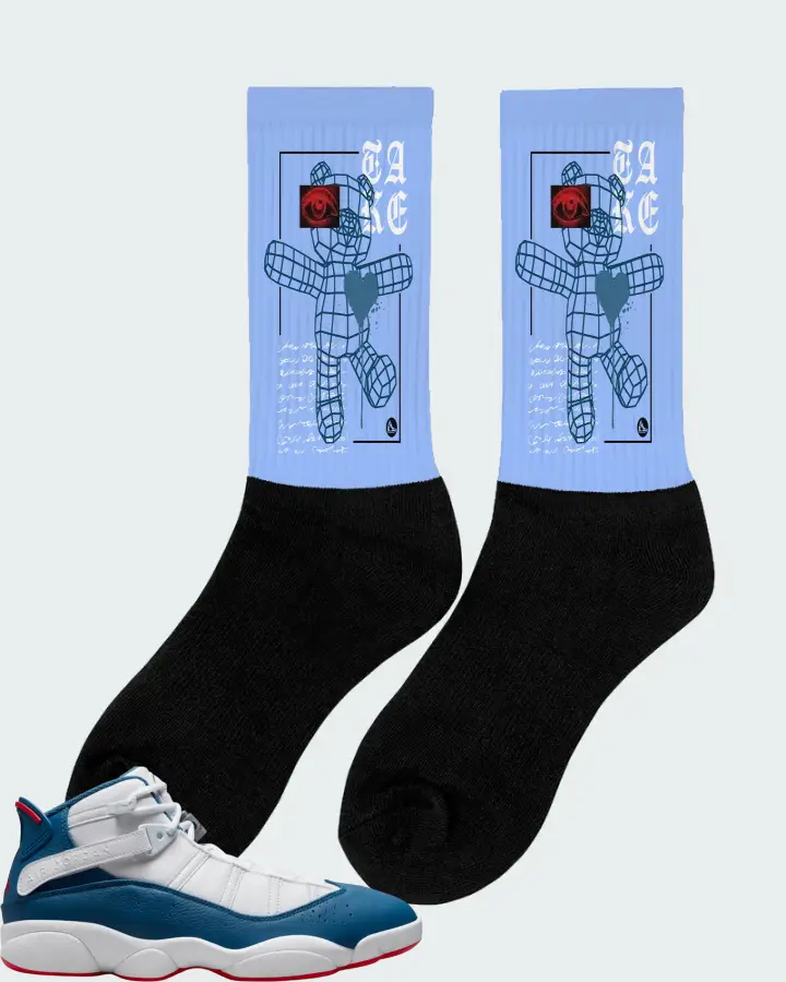 Jordan 6 Rings Sneaker Matching Carolina Blue Socks (TAKE) - View 3