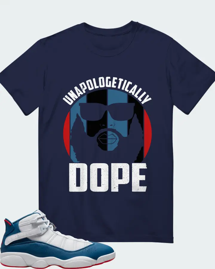 Jordan 6 Rings Sneaker Matching Navy Gildan T-Shirt - UNAPOLOGETICALLY DOPE Man