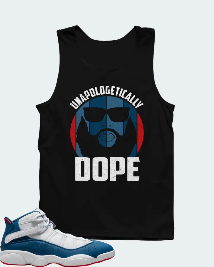 Jordan 6 Rings Sneaker Matching Black Tank Top - UNAPOLOGETICALLY DOPE Man