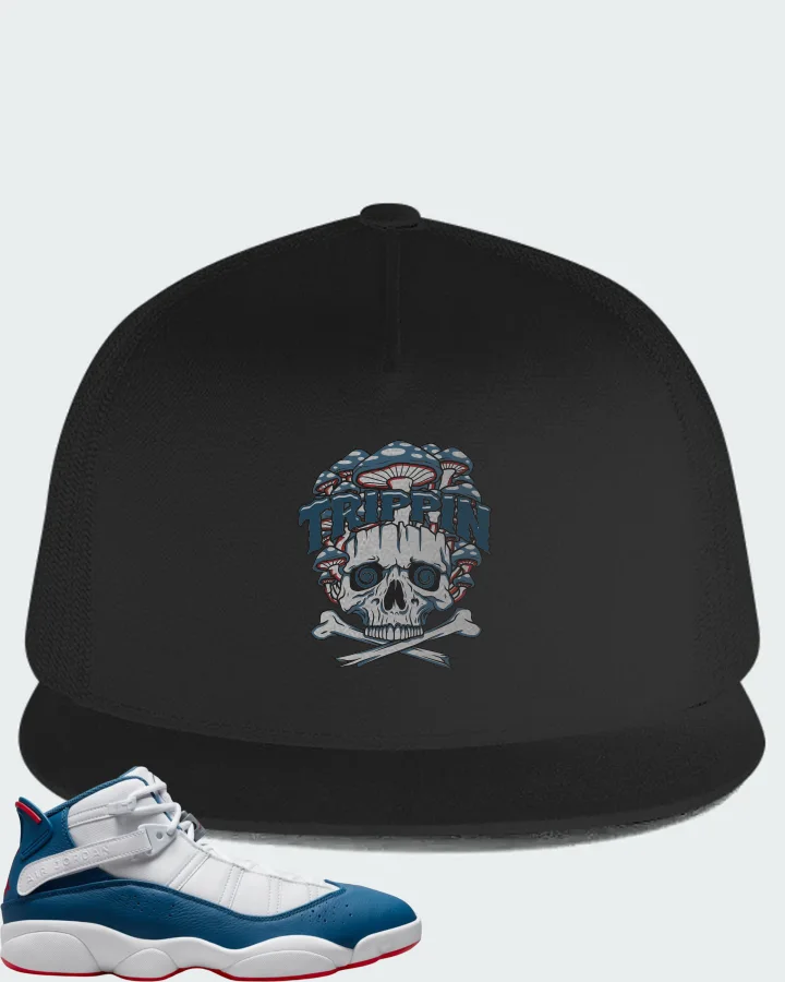 Jordan 6 Rings Sneaker Matching Black Hat (Trippin Skull) - View 1