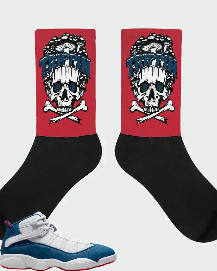 Jordan 6 Rings Sneaker Matching Red Socks (Trippin Skull) - View 1