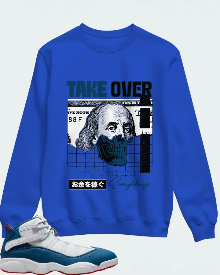 Jordan 6 Rings Sneaker Matching Royal Blue Sweatshirt - Take Over