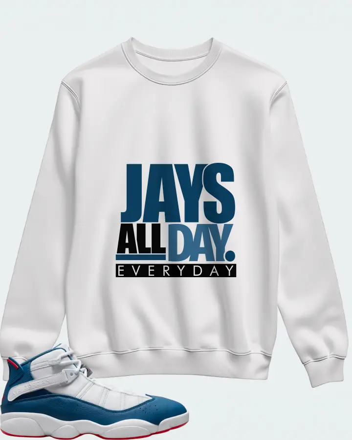 Jordan 6 Rings Sneaker Matching White Sweatshirt - Jays All Day