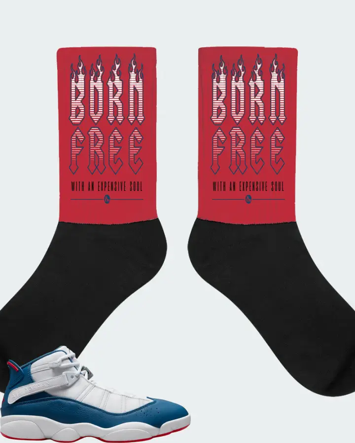 Jordan 6 Rings Sneaker Matching Red Socks (Born Free) - View 1