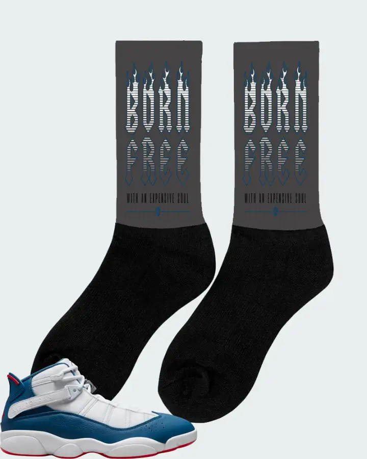 Jordan 6 Rings Sneaker Matching Dark Grey Socks (Born Free) - View 3
