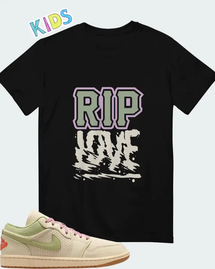 Air Jordan 1 Low SE Sail Olive Aura Pearl White Matching Kid's T-Shirt