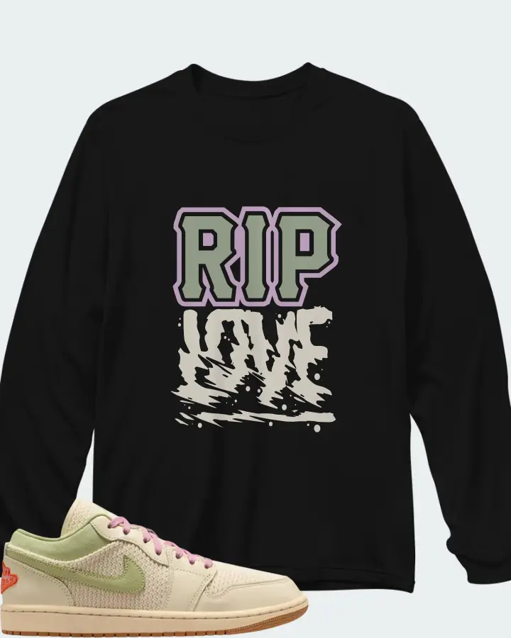 Air Jordan 1 Low SE Sail Olive Aura Pearl White Matching Long Sleeve T-Shirt