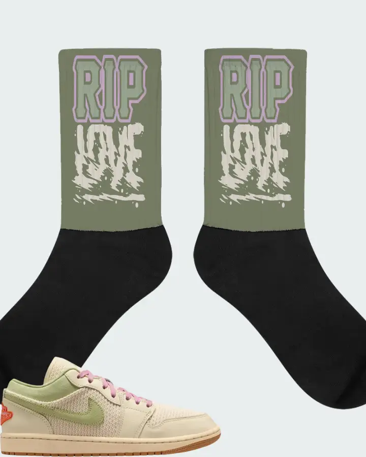 Air Jordan 1 Low SE Sail Olive Aura Pearl White Matching Socks