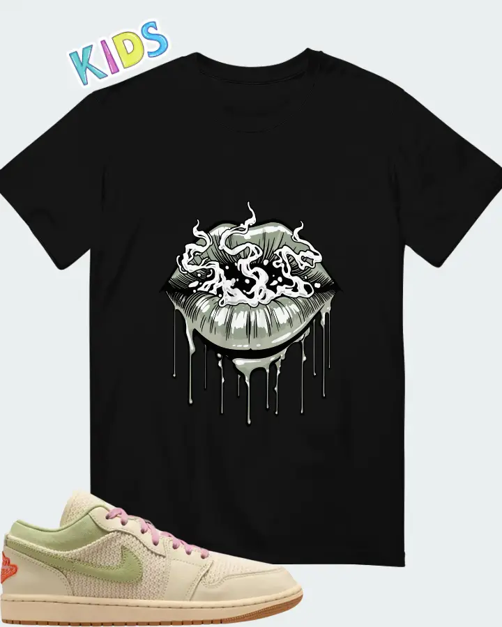 Air Jordan 1 Low SE Sail Olive Aura Pearl White Matching Kid's T-Shirt